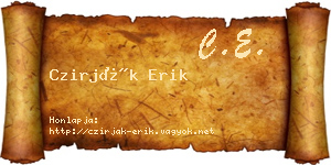 Czirják Erik névjegykártya